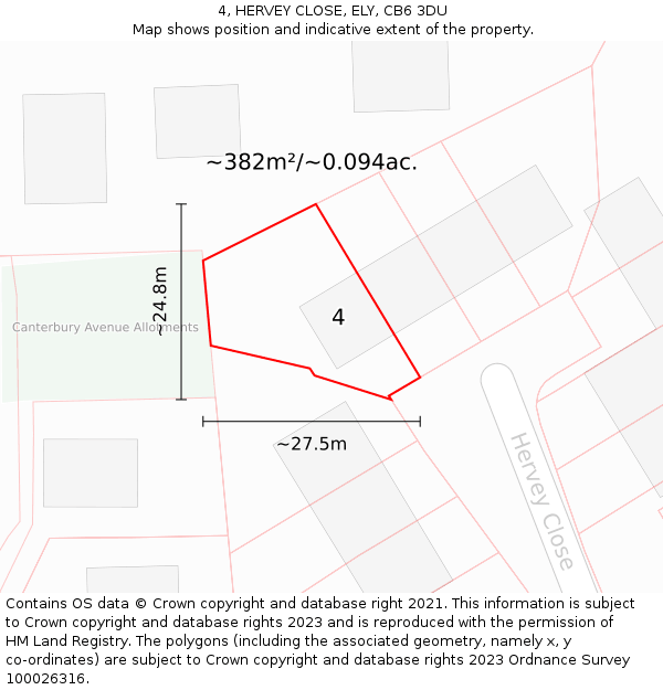 4, HERVEY CLOSE, ELY, CB6 3DU: Plot and title map