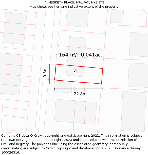 4, HESKETH PLACE, HALIFAX, HX3 8TS: Plot and title map