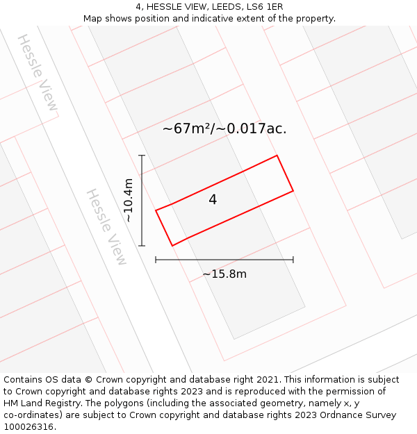 4, HESSLE VIEW, LEEDS, LS6 1ER: Plot and title map