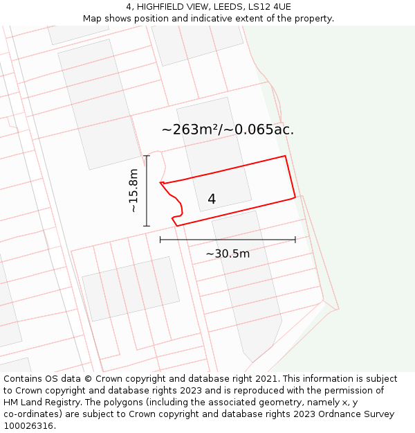 4, HIGHFIELD VIEW, LEEDS, LS12 4UE: Plot and title map