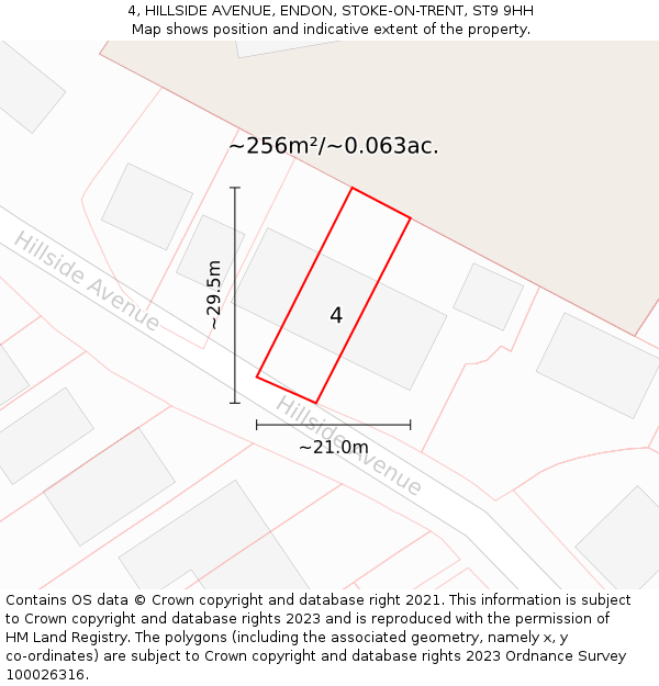 4, HILLSIDE AVENUE, ENDON, STOKE-ON-TRENT, ST9 9HH: Plot and title map