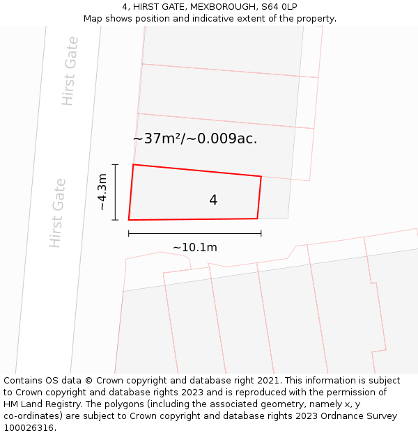 4, HIRST GATE, MEXBOROUGH, S64 0LP: Plot and title map