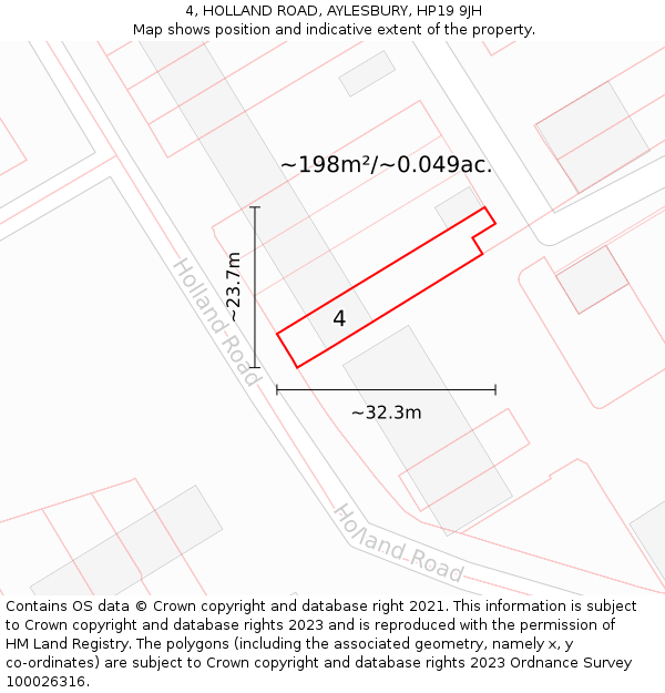 4, HOLLAND ROAD, AYLESBURY, HP19 9JH: Plot and title map