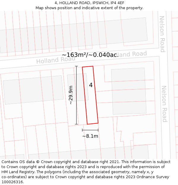 4, HOLLAND ROAD, IPSWICH, IP4 4EF: Plot and title map