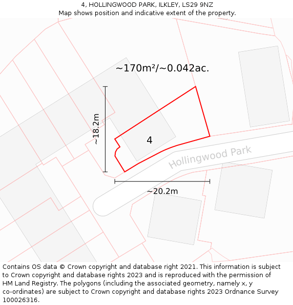 4, HOLLINGWOOD PARK, ILKLEY, LS29 9NZ: Plot and title map