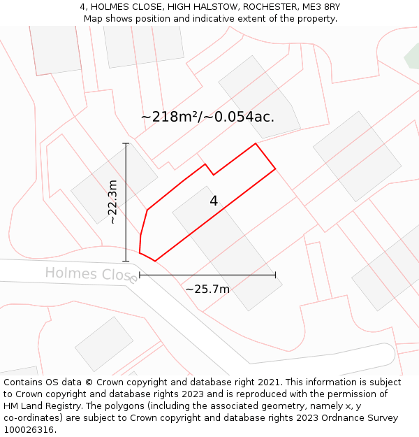 4, HOLMES CLOSE, HIGH HALSTOW, ROCHESTER, ME3 8RY: Plot and title map