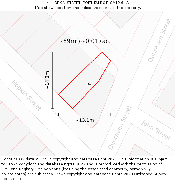 4, HOPKIN STREET, PORT TALBOT, SA12 6HA: Plot and title map