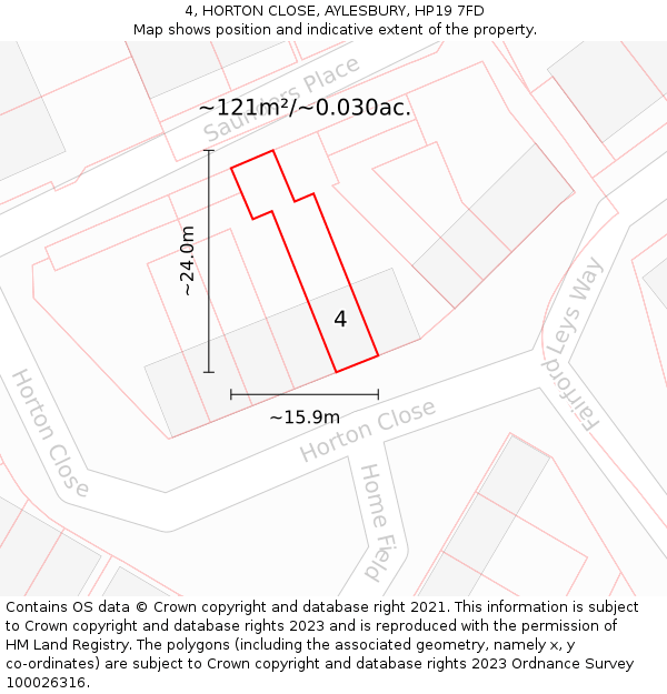 4, HORTON CLOSE, AYLESBURY, HP19 7FD: Plot and title map