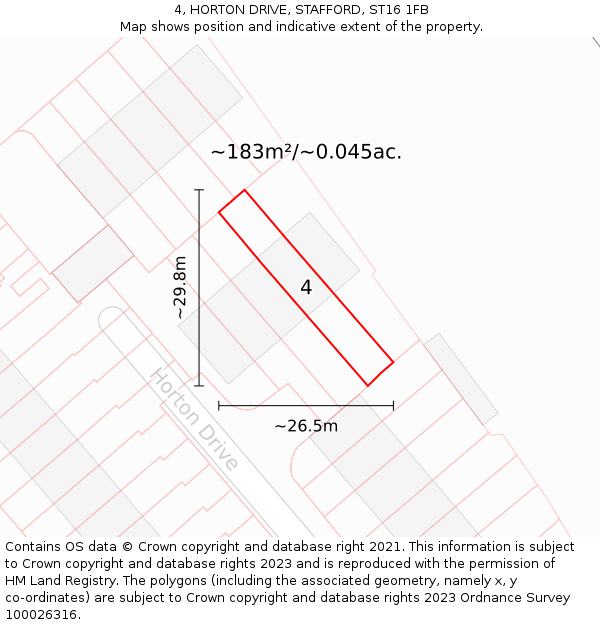 4, HORTON DRIVE, STAFFORD, ST16 1FB: Plot and title map