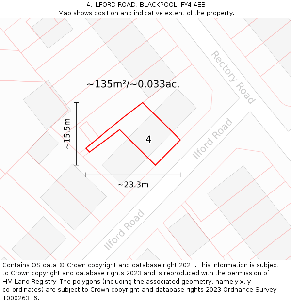 4, ILFORD ROAD, BLACKPOOL, FY4 4EB: Plot and title map