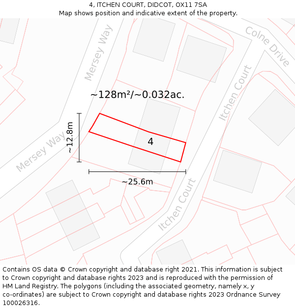 4, ITCHEN COURT, DIDCOT, OX11 7SA: Plot and title map