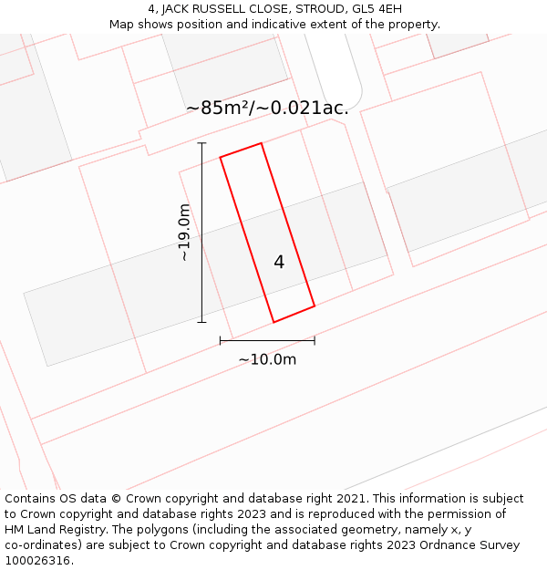 4, JACK RUSSELL CLOSE, STROUD, GL5 4EH: Plot and title map