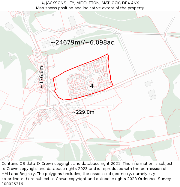 4, JACKSONS LEY, MIDDLETON, MATLOCK, DE4 4NX: Plot and title map