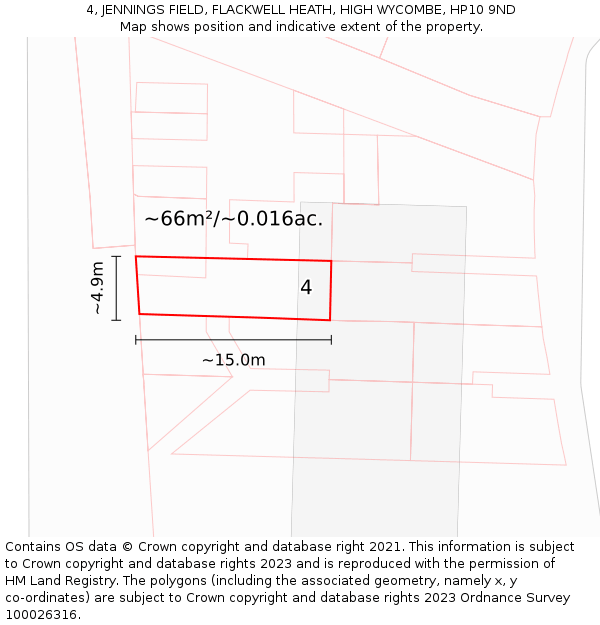 4, JENNINGS FIELD, FLACKWELL HEATH, HIGH WYCOMBE, HP10 9ND: Plot and title map