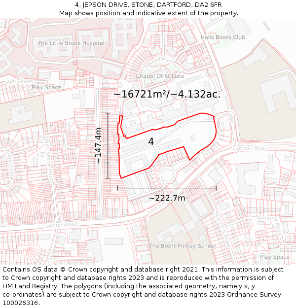 4, JEPSON DRIVE, STONE, DARTFORD, DA2 6FR: Plot and title map