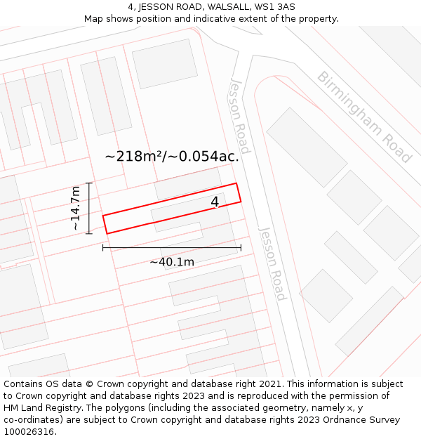 4, JESSON ROAD, WALSALL, WS1 3AS: Plot and title map