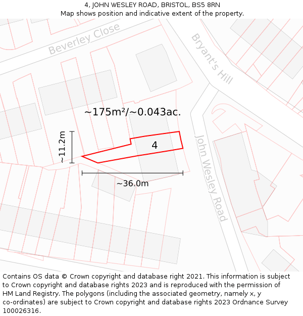 4, JOHN WESLEY ROAD, BRISTOL, BS5 8RN: Plot and title map