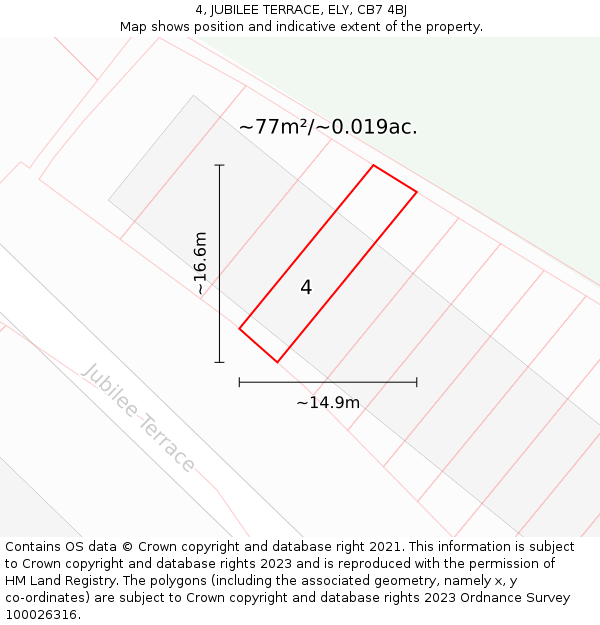 4, JUBILEE TERRACE, ELY, CB7 4BJ: Plot and title map