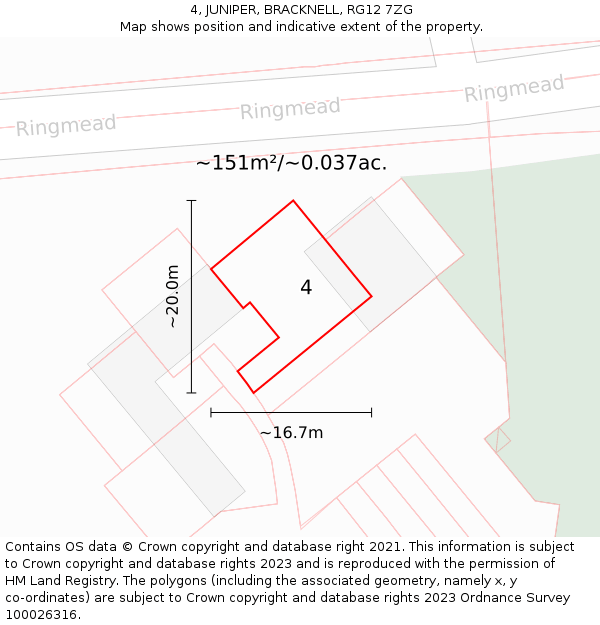4, JUNIPER, BRACKNELL, RG12 7ZG: Plot and title map
