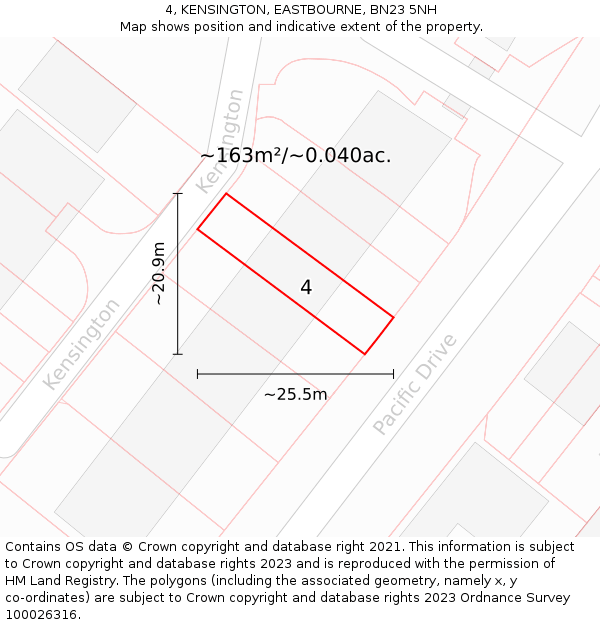 4, KENSINGTON, EASTBOURNE, BN23 5NH: Plot and title map