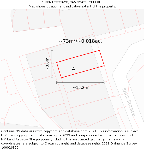 4, KENT TERRACE, RAMSGATE, CT11 8LU: Plot and title map