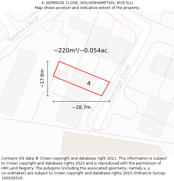 4, KERRIDGE CLOSE, WOLVERHAMPTON, WV9 5LU: Plot and title map