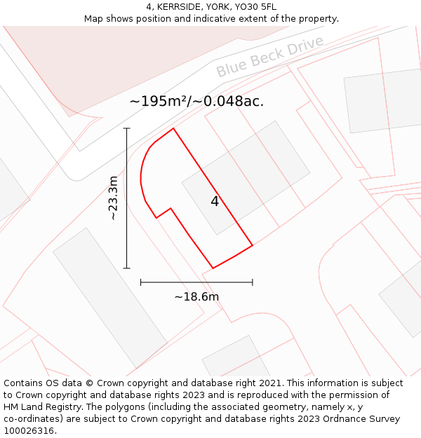 4, KERRSIDE, YORK, YO30 5FL: Plot and title map