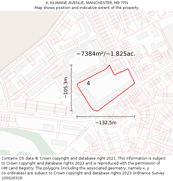 4, KILMAINE AVENUE, MANCHESTER, M9 7FN: Plot and title map
