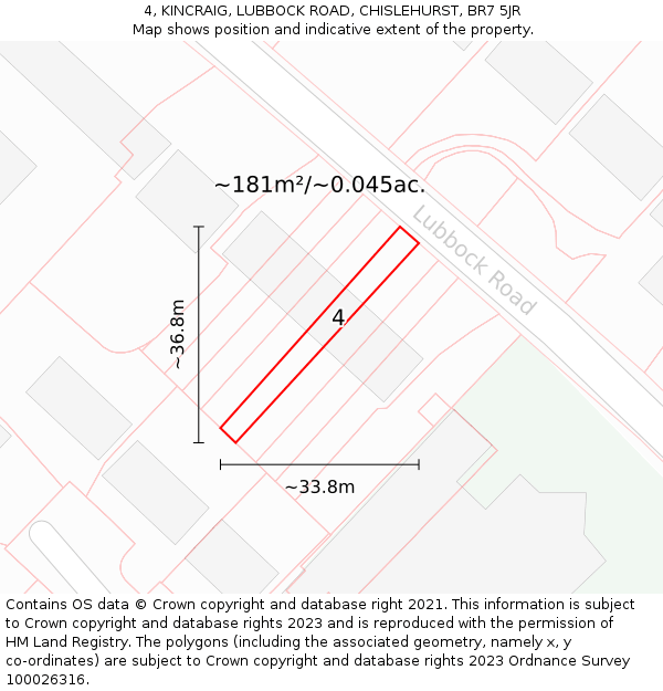 4, KINCRAIG, LUBBOCK ROAD, CHISLEHURST, BR7 5JR: Plot and title map