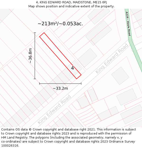 4, KING EDWARD ROAD, MAIDSTONE, ME15 6PJ: Plot and title map