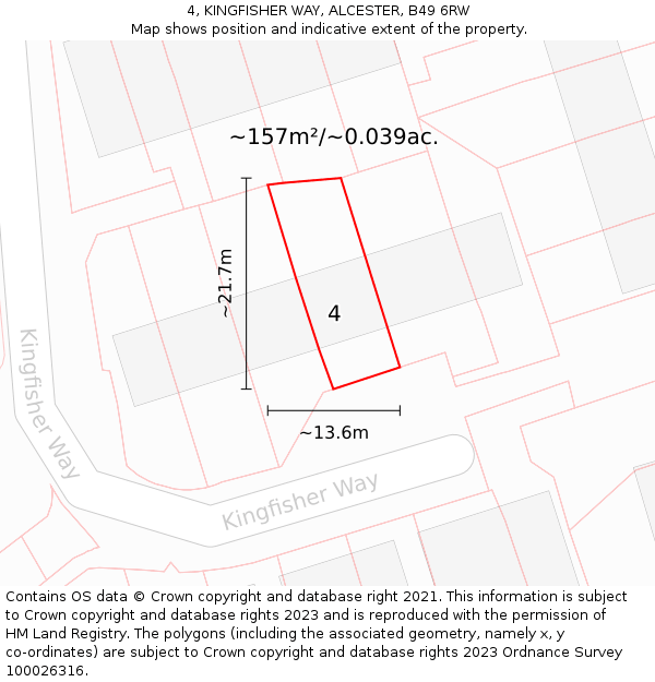4, KINGFISHER WAY, ALCESTER, B49 6RW: Plot and title map