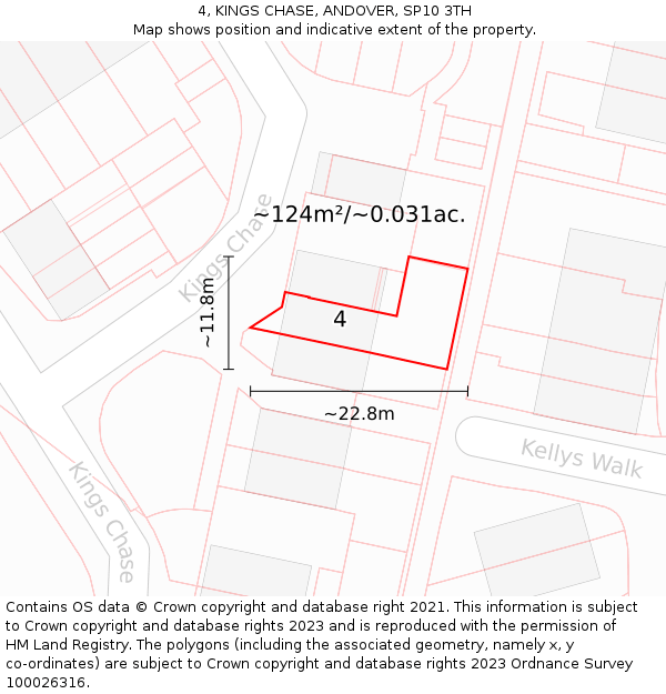 4, KINGS CHASE, ANDOVER, SP10 3TH: Plot and title map