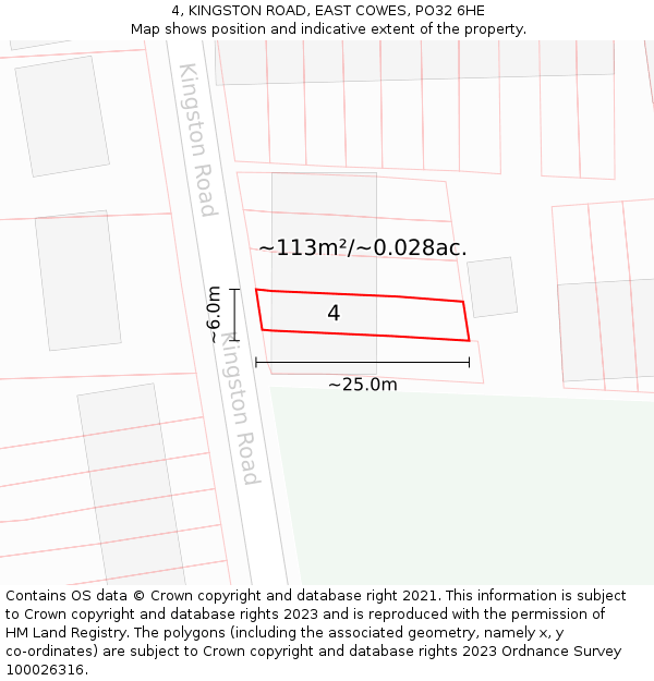 4, KINGSTON ROAD, EAST COWES, PO32 6HE: Plot and title map