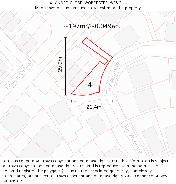 4, KINORD CLOSE, WORCESTER, WR5 3UU: Plot and title map
