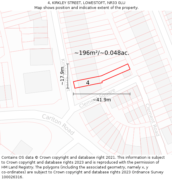 4, KIRKLEY STREET, LOWESTOFT, NR33 0LU: Plot and title map