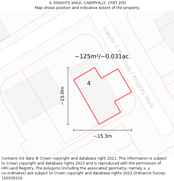 4, KNIGHTS WALK, CAERPHILLY, CF83 2XN: Plot and title map