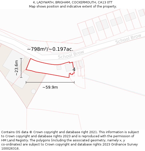 4, LADYWATH, BRIGHAM, COCKERMOUTH, CA13 0TT: Plot and title map