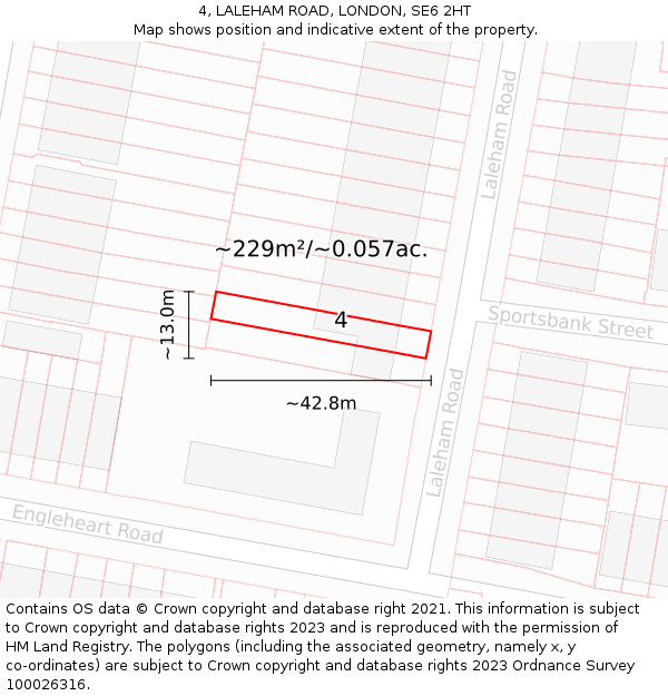 4, LALEHAM ROAD, LONDON, SE6 2HT: Plot and title map