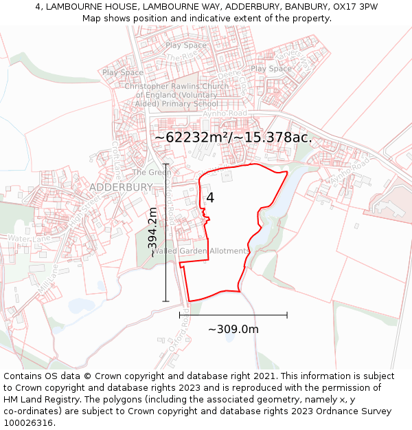 4, LAMBOURNE HOUSE, LAMBOURNE WAY, ADDERBURY, BANBURY, OX17 3PW: Plot and title map