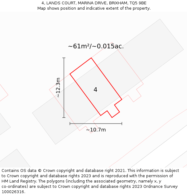 4, LANDS COURT, MARINA DRIVE, BRIXHAM, TQ5 9BE: Plot and title map