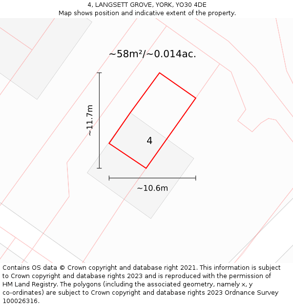 4, LANGSETT GROVE, YORK, YO30 4DE: Plot and title map