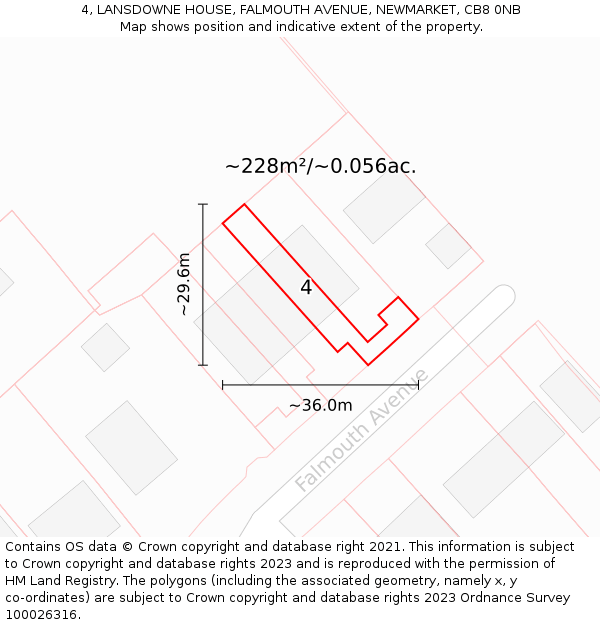 4, LANSDOWNE HOUSE, FALMOUTH AVENUE, NEWMARKET, CB8 0NB: Plot and title map