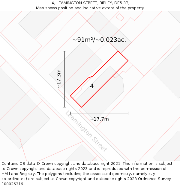 4, LEAMINGTON STREET, RIPLEY, DE5 3BJ: Plot and title map