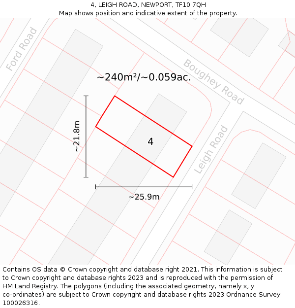 4, LEIGH ROAD, NEWPORT, TF10 7QH: Plot and title map