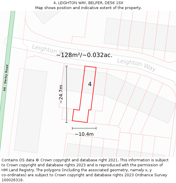 4, LEIGHTON WAY, BELPER, DE56 1SX: Plot and title map