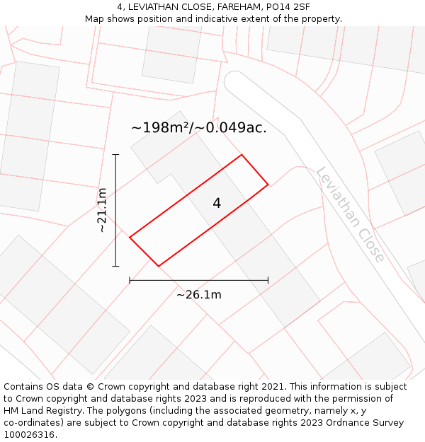 4, LEVIATHAN CLOSE, FAREHAM, PO14 2SF: Plot and title map