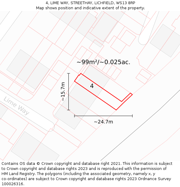 4, LIME WAY, STREETHAY, LICHFIELD, WS13 8RP: Plot and title map