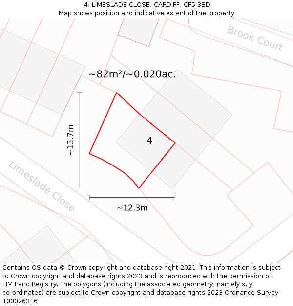 4, LIMESLADE CLOSE, CARDIFF, CF5 3BD: Plot and title map