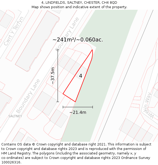 4, LINDFIELDS, SALTNEY, CHESTER, CH4 8QD: Plot and title map
