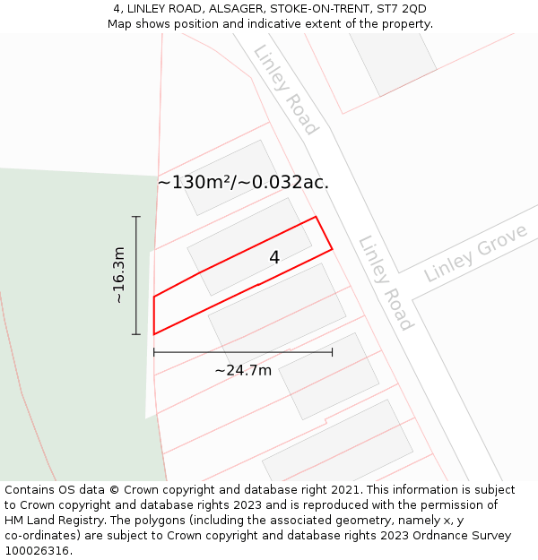 4, LINLEY ROAD, ALSAGER, STOKE-ON-TRENT, ST7 2QD: Plot and title map